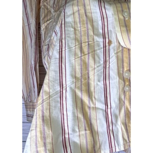 Alan Flusser XL Mens Button Down Striped Shirt Multicolored 100% Cotton - Picture 5 of 8